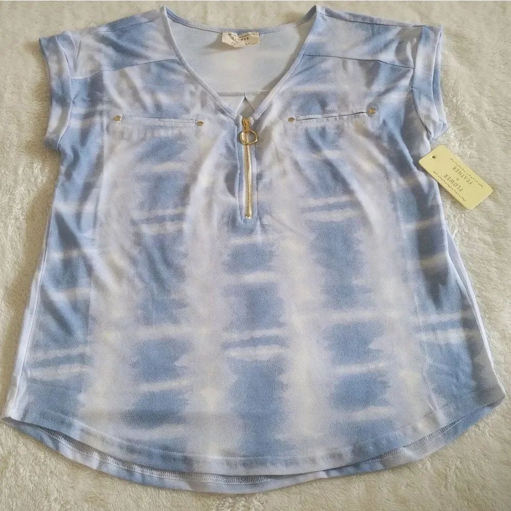 Flower🌻 & Feather🕊️ Tie Dye☮️ Blouse - NWT - Picture 13 of 13